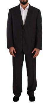 Domenico Tagliente Gray Polyester Single Breasted Formal Suit